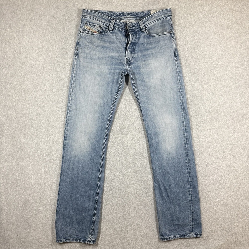 Diesel VIKER Jeans Mens 32x34 Light Wash Regular Straight Faded Button Fly 008NH
